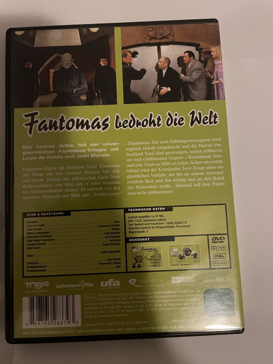Tutti i DVDs: Fantomas Bedroht Die Welt – Usato da Winterthur venduto da Cobraforce 1
