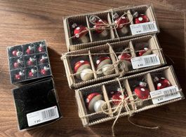 Tannenbaumschmuck Pilze & Kugeln mit weissen Punkten (neu)