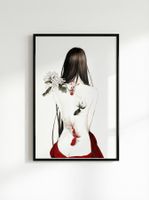 Japanisch inspirierter Art Print – Frau mit Koi-Fischen