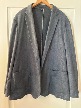 Herren Blazer/Jacke, Grau mit Ellbogen-Flicken, Grösse XXL