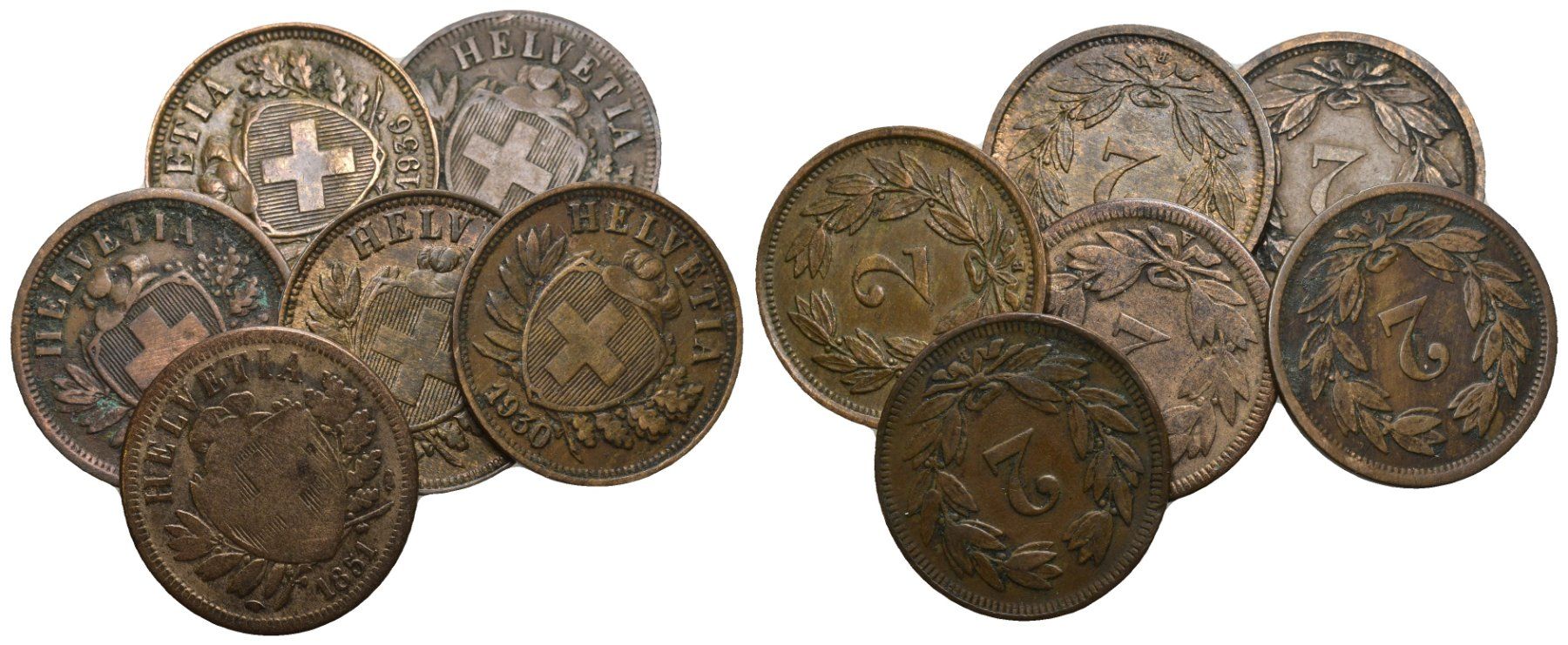 Tutti le monete: Schweiz 2 Rappen Lot – Usato da Bern venduto da numismatictops
