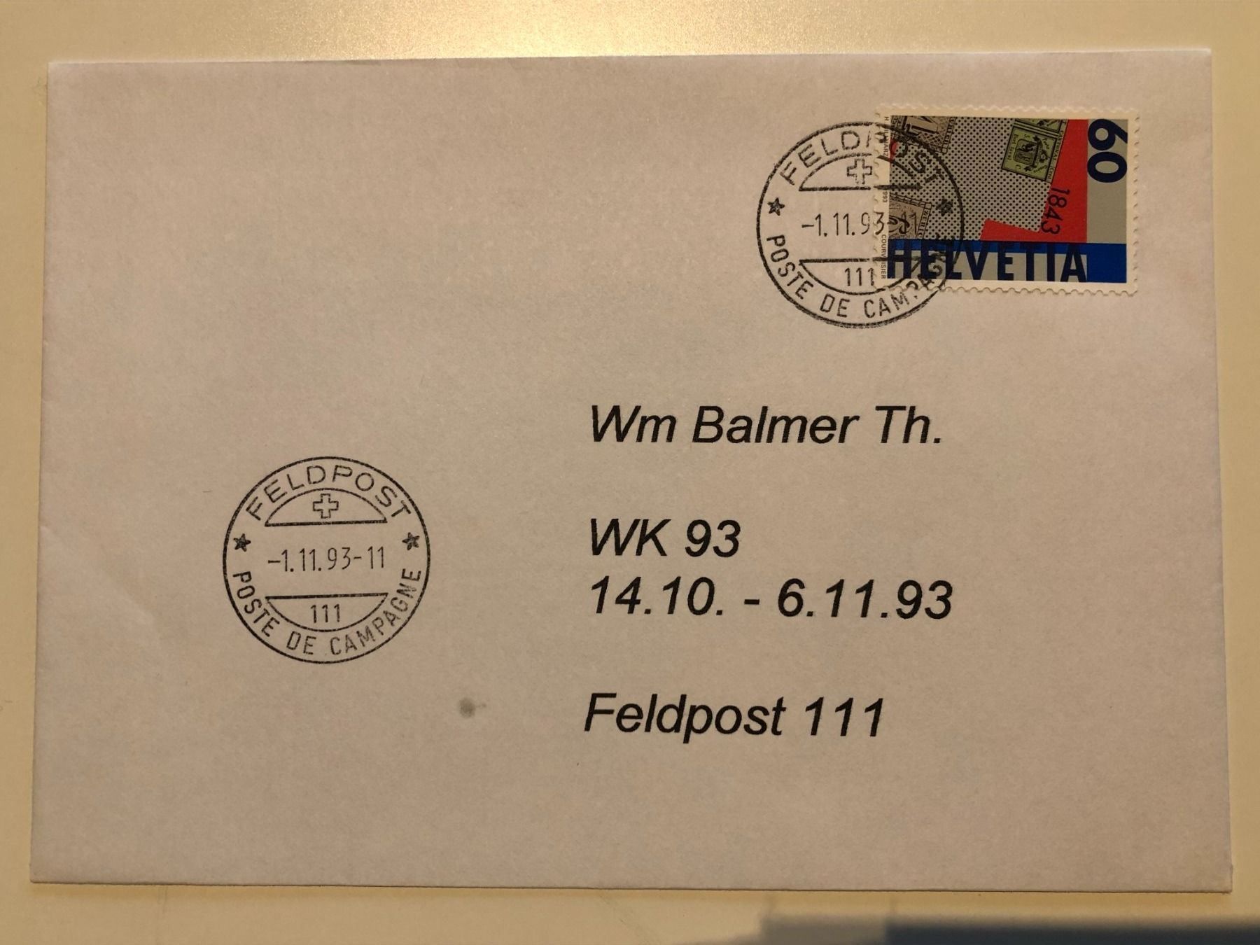 Tampons: Feldpostbrief, PF Kp 111, 1.11.1993! – D'occasion à Biel/Bienne par TomBaBi 1