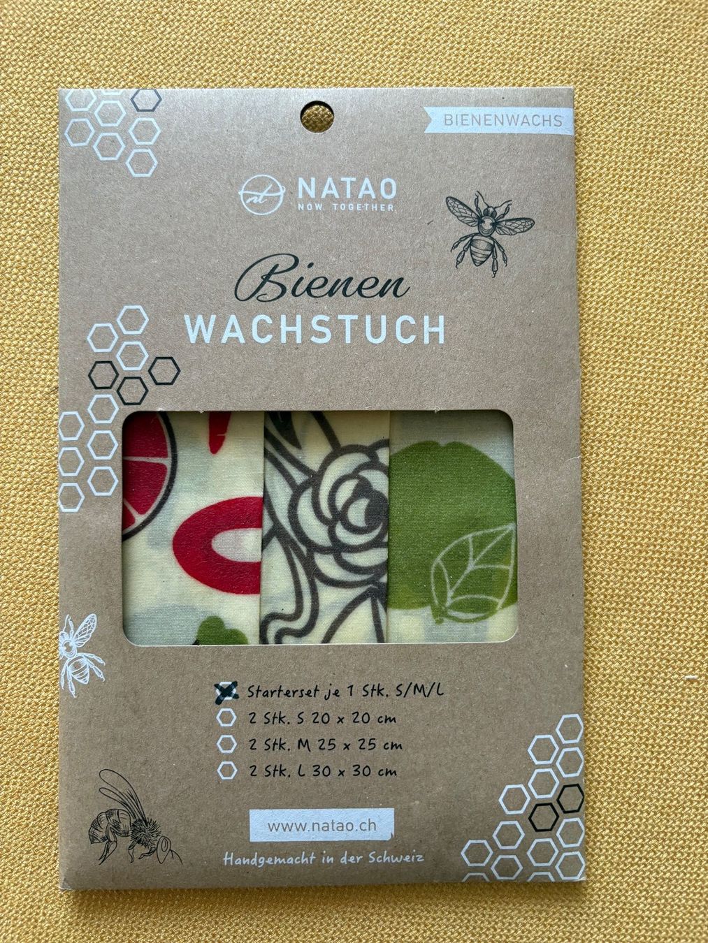 Sonstiges für das Kochen & Backen: 3 Bienen-Wachstücher - NEU – Neu und originalverpackt aus Oberweningen von Gerini