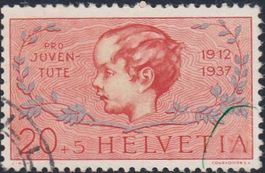 83.3. Retusche des A von Helvetia, Bg. 1, 1. Marke, G-12