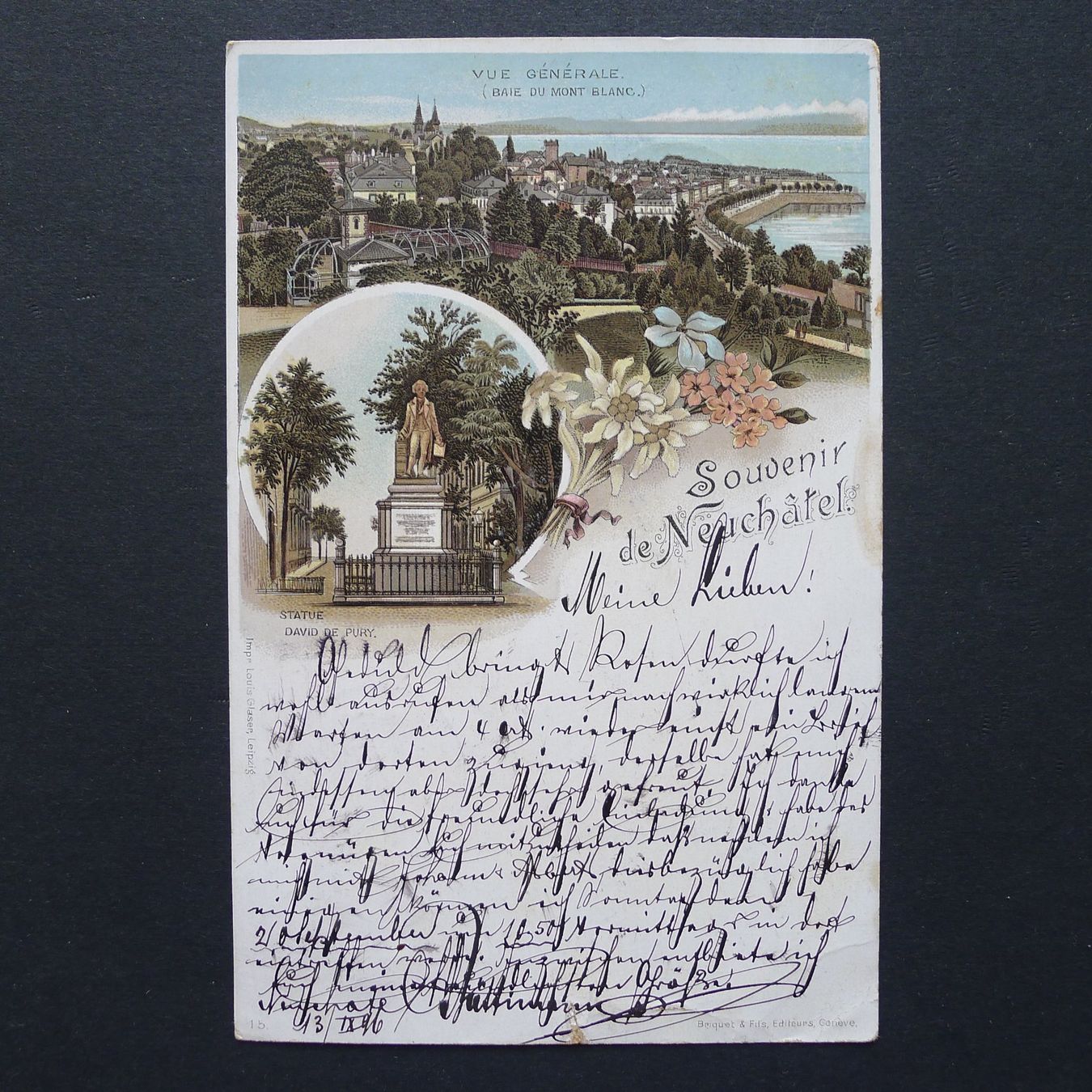 Cartoline postali: 1896, NEUCHÂTEL, Litho, antike Ansichtskarte – Usato da Ebikon venduto da SilvioFreund