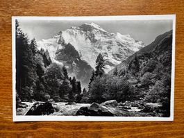 Alte Ansichtskarte, Lütschine mit Jungfrau, gelaufen 1924