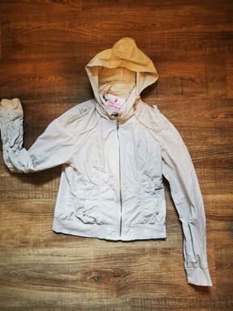 Frühlingsjacke Damen beige Gr. M mit Kapuze Übergangsjacke