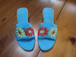 Sandales compensées textile et corde - 40 - Neuves