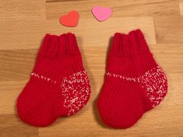Babysocken ❤️ mit rosa - handgestrickt - ab Geburt - NEU