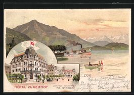 Litho Zug, Hotel Zugerhof unterhalb dem 