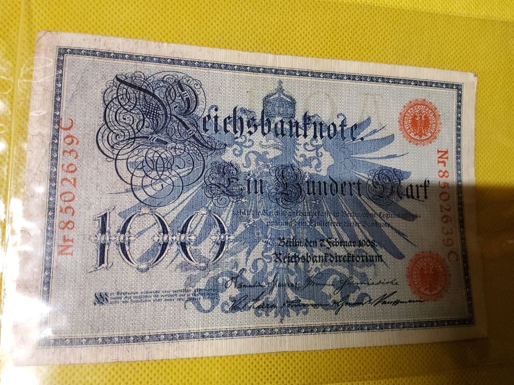 Reichsbanknote 1908 (Gebraucht) in Herisau für CHF 2.1 – mit Lieferung ...