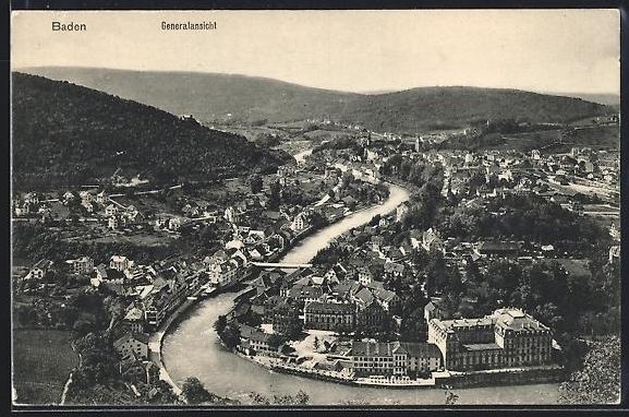 Cartoline postali: Baden, Generalansicht aus der Vogelschau – Usato da Berlin venduto da bartko-reher