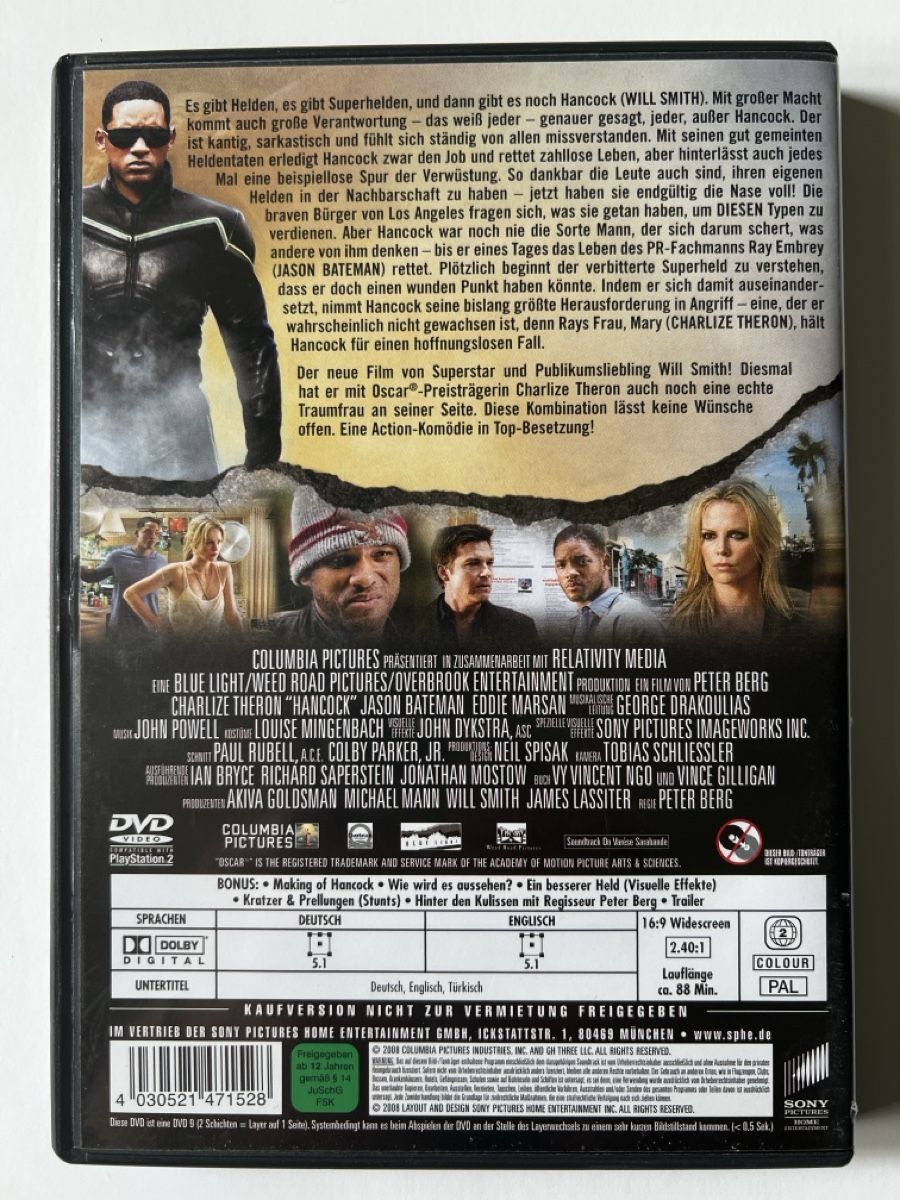 Tutti i DVDs: Hancock Will Smith Charlie Theron  – Usato da Luzern venduto da nochnichtaltpapier 1