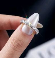 Bague argent avec diamants de moissanite certifiés GRA