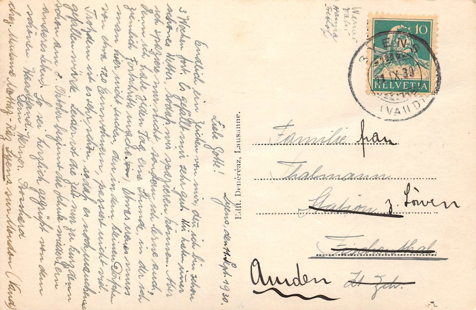 Cartoline postali: Syens VD – Usato da Ottikon b.Kemptth. venduto da Neptun1974 1