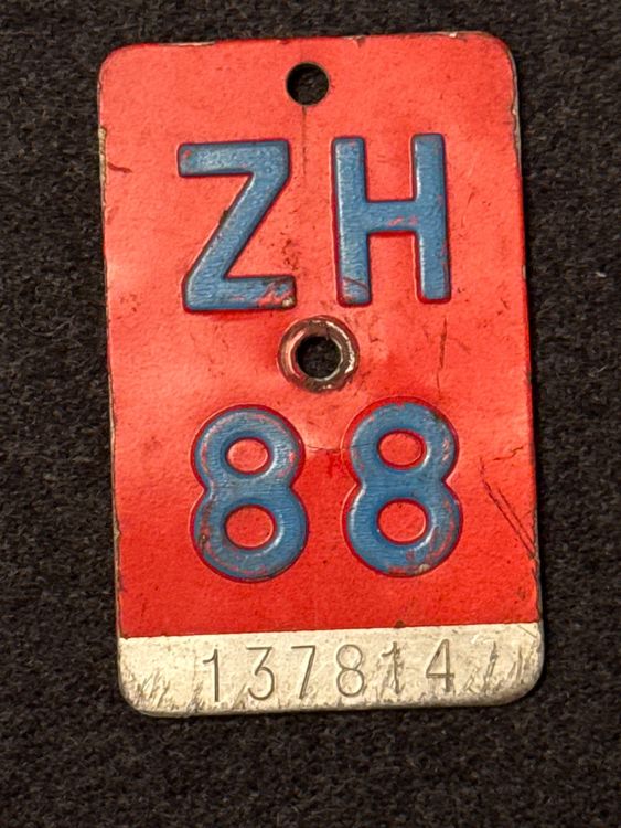 Insegne: Alte Velo-Nummer ZH 1988 Fahrrad Nummernschild – Usato da Fehraltorf venduto da habibi2008