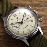 Pilotenuhr Chronograph Fliegeruhr Herrenuhr mechanisch 40mm