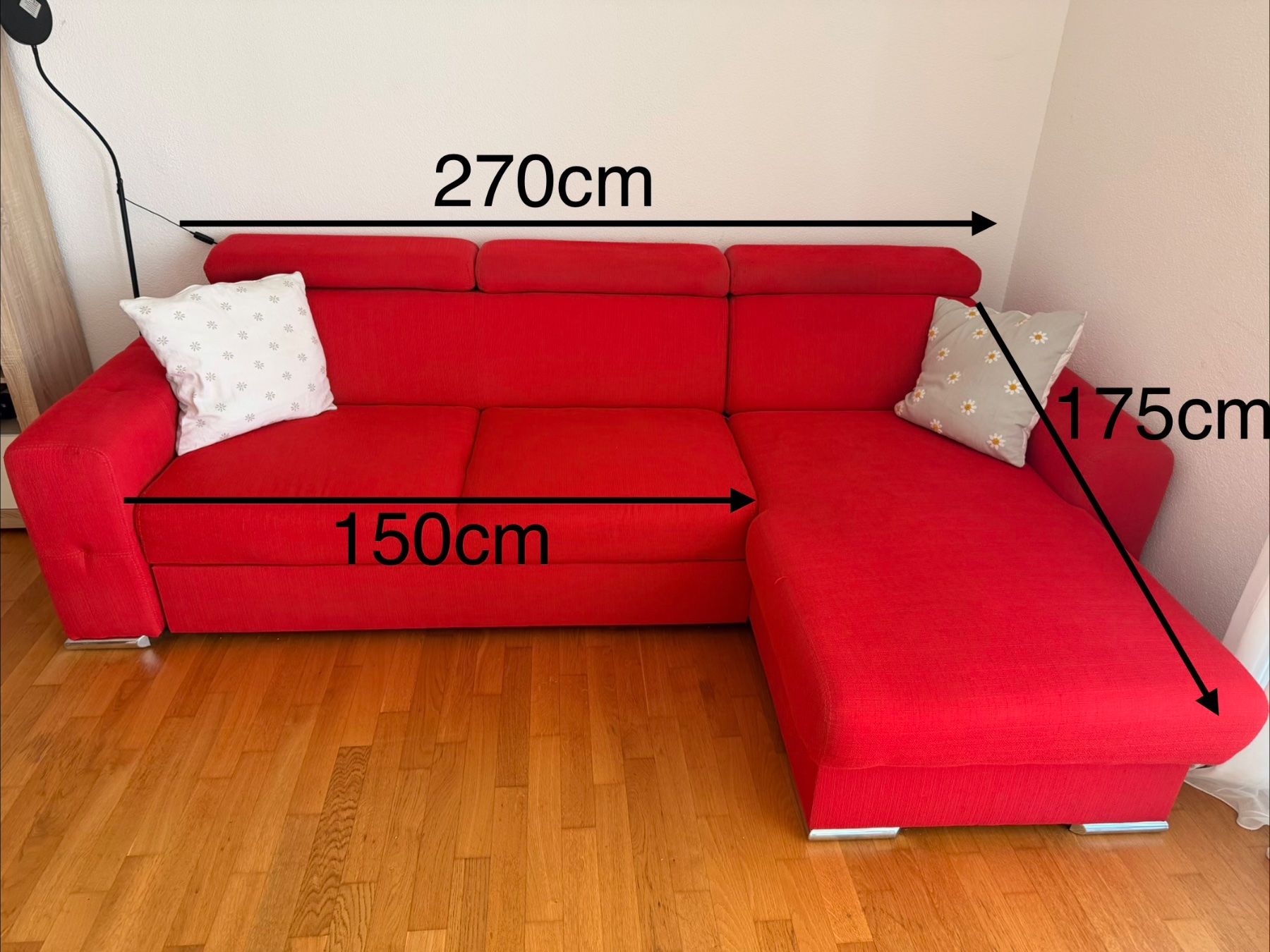 Divani: Couch rot 270x175cm mit Bettfunktion – Usato da Kreuzlingen venduto da cam_27t8