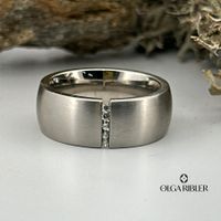 Edelstahl 10 mm  Ring mit Zirkonia  Grösse 62