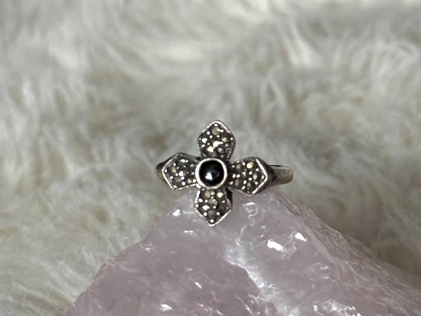 Anelli: Vintage Silberring 925 mit schwarzem Stein – Usato da Istighofen venduto da Ringparadies