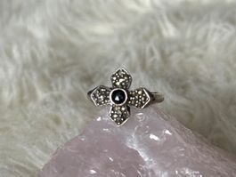 Vintage Silberring 925 mit schwarzem Stein