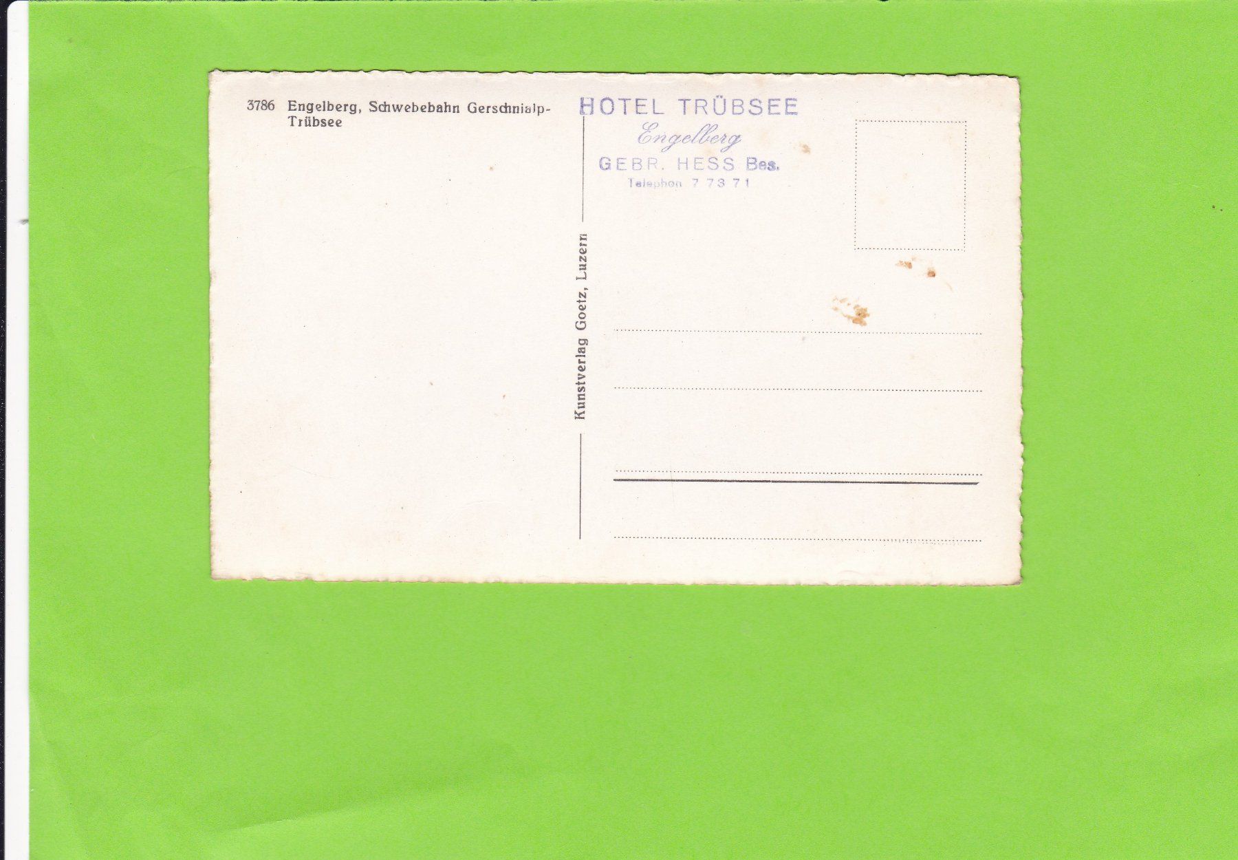 Cartoline postali: Engelberg, Schwebebahn Gerschnialp-Trübsee – Usato da St. Peterzell venduto da neckertal 1