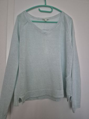 Eileen Fisher Pullover hellblau Grösse L 100% Leinen