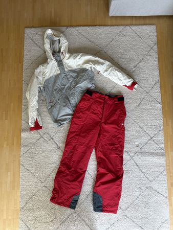 Skianzug: Burton Jacke Damen M + Columbia Hose Herren S rot