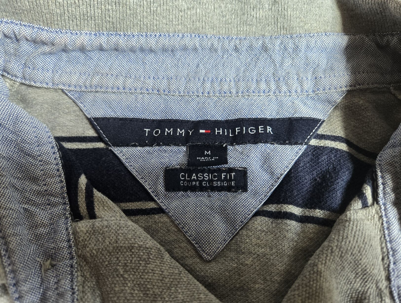 Tommy Hilfiger Magliette Polo: Polo Tommy Hilfiger rayé bleu gris taille M – Usato da Chailly-Montreux venduto da svenm53 1