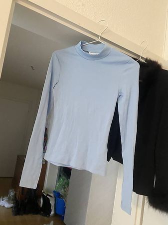 Baumwollshirt Langarmshirt Langarmpullover hellblau weekday