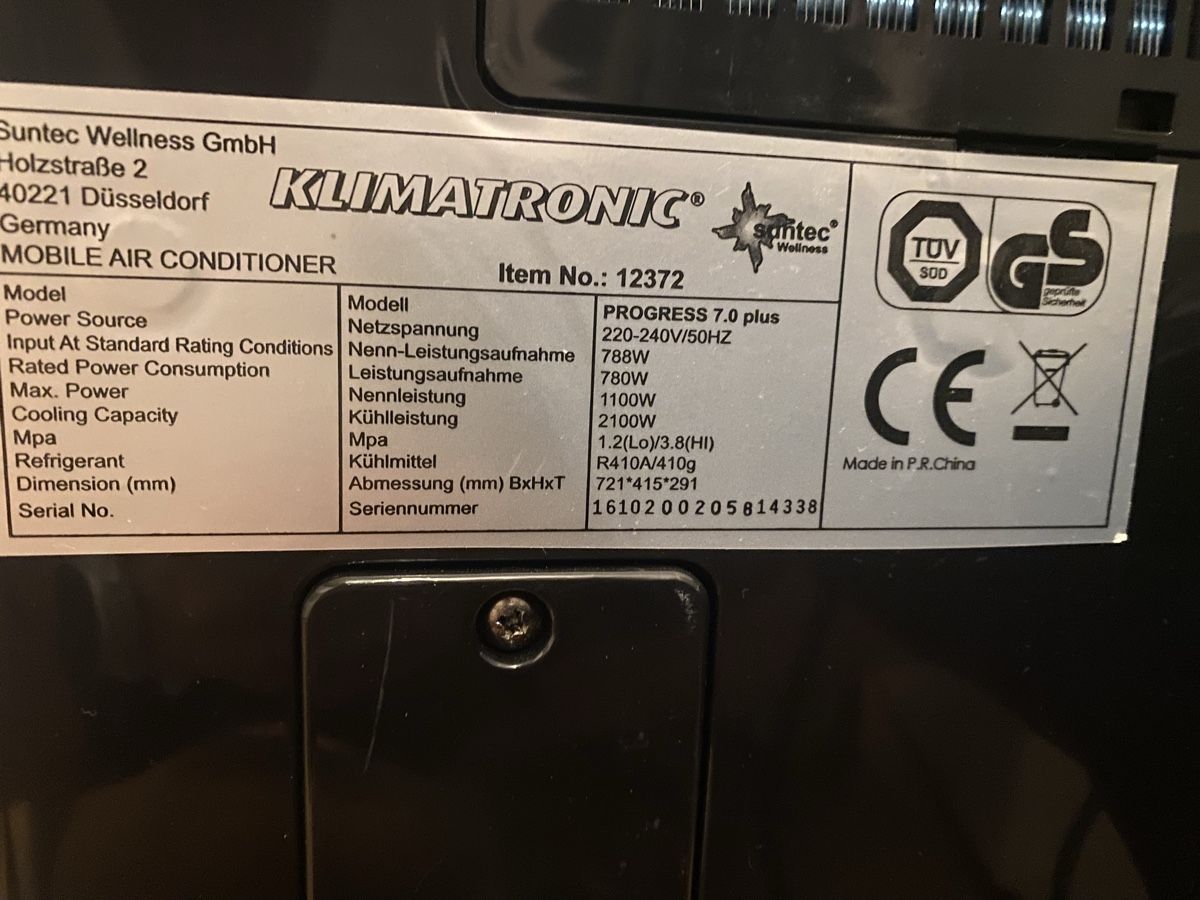 Klimageräte: Mobile Klimaanlage Suntec Klimatronic Progress 7.0 plus – Gebraucht aus Küsnacht ZH von ardnas15 2