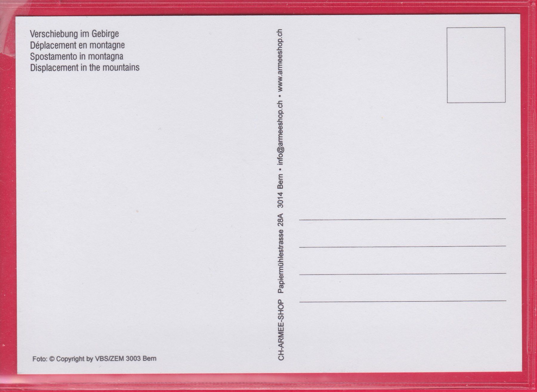 Cartoline postali: VERSCHIEBUNG IM GEBIRGE – Usato da Oberrieden venduto da Gebirgsstelze 1