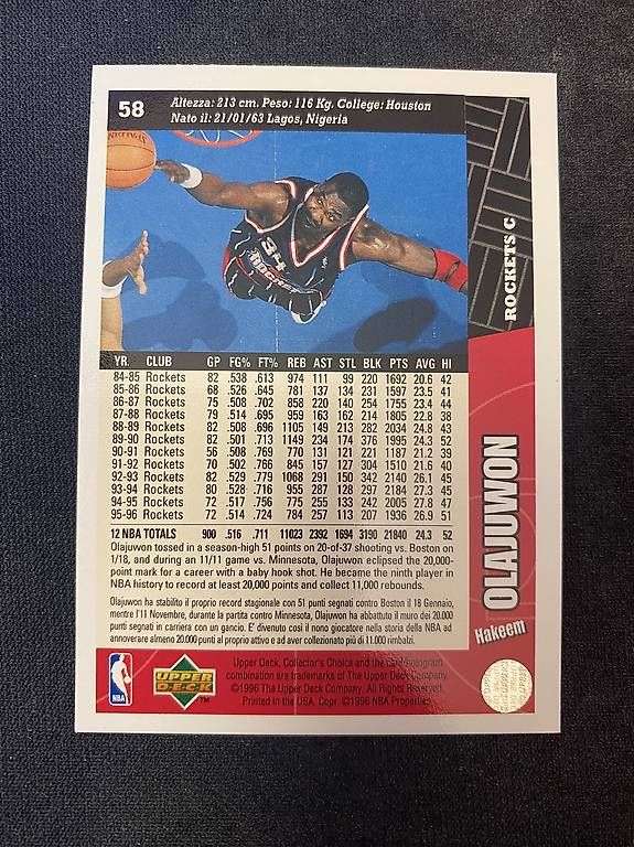 Nba Sammelbilder & Trading cards: 1996 Upper Deck NBA #58 Hakeem Olajuwon – Neu (gemäss Beschreibung) aus Savosa von Misch-M13 1