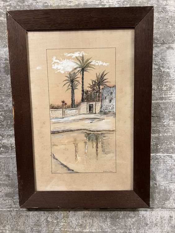 Gouache sur Bois, signé M.Cauvet – 1958