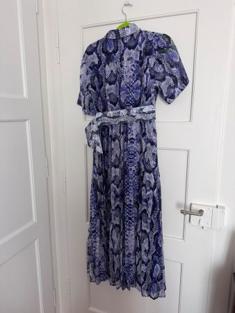 Karen Millen Georgette Pleated Midi Shirt Dress 40, 12 UK