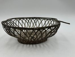 Vintage Draht Korb versilbert Metalldraht Korb Früchteschale