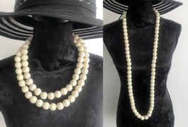 ⚜️ Elegante Perlenkette, marmoriert, 100 cm