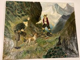 Johannes von Stumm Landschaftsgemälde signiert mit Jagdszene