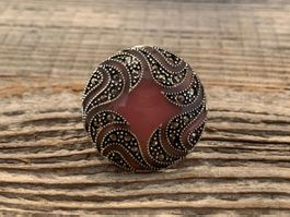 Ring Silber G:58,5 opulent Vintage extravagant rosé Emaille