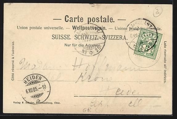 Cartes postales: AK Chur, Ortsansicht mit Kirche und Berg – D'occasion à Berlin par bartko-reher 1