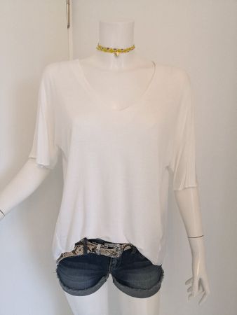 🤩MANGO SATIN T-SHIRT ECRU & V-SCHNITT NEU & D&G P.