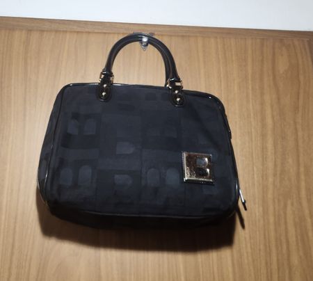 Sac à main Bally bleu/noir /cuir motif logo monogramme 