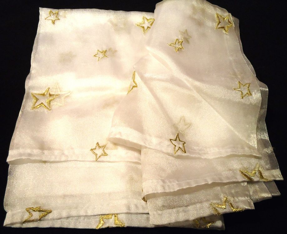 Weihnachts-Dekostoff, weiss-Glitzer, gold-Sterne | Kaufen auf Ricardo