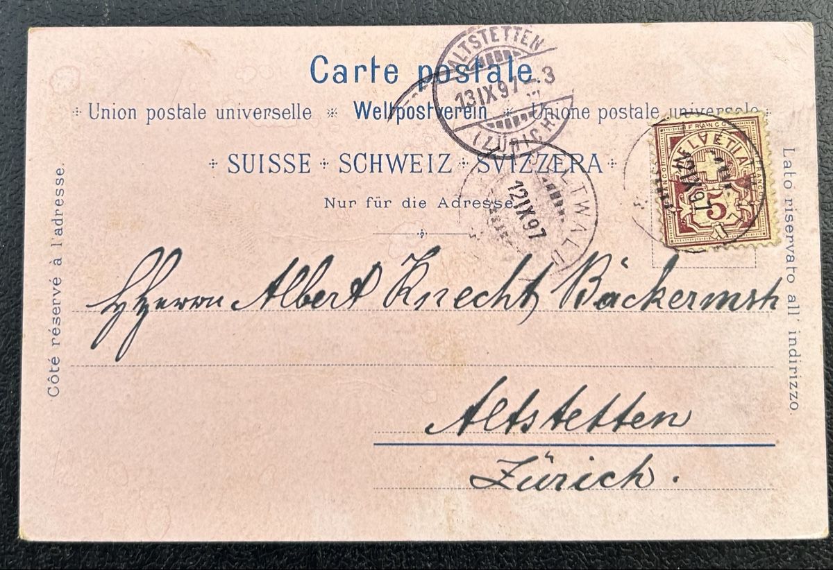 Cartoline postali: Gruss vom Giessbach Schlumpf Litho  – Usato da Horw venduto da Tellbub 1