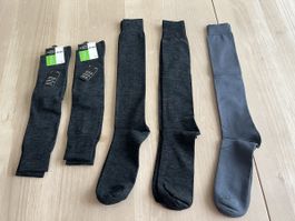 5x Herren-Kniesocken Gr. 43-46 anthrazit + grau NEU