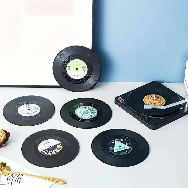 Sottobicchieri: Schallplatten Getränkeuntersetzer Vinyl Retro Bierdeckel – Nuovo e nell'imballaggio originale da Dättlikon venduto da easythings 7
