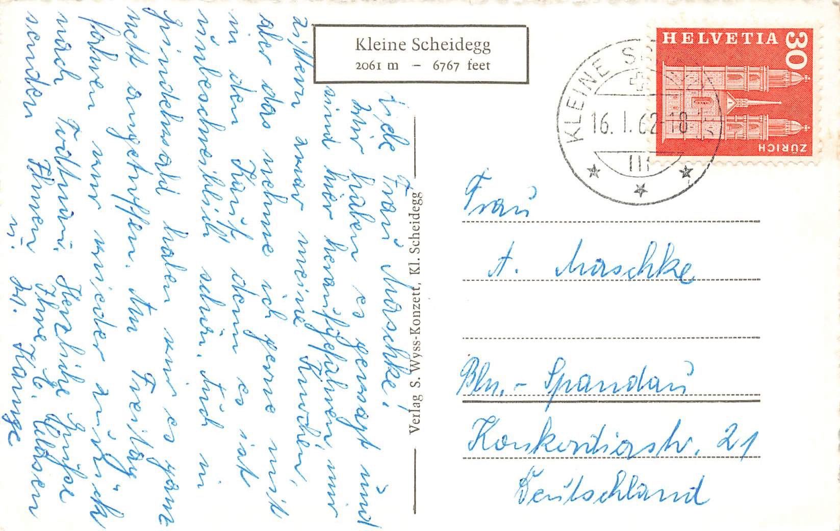 Cartes postales: Kl. scheidegg mit mönch – D'occasion à Biasca par Blenio71 1