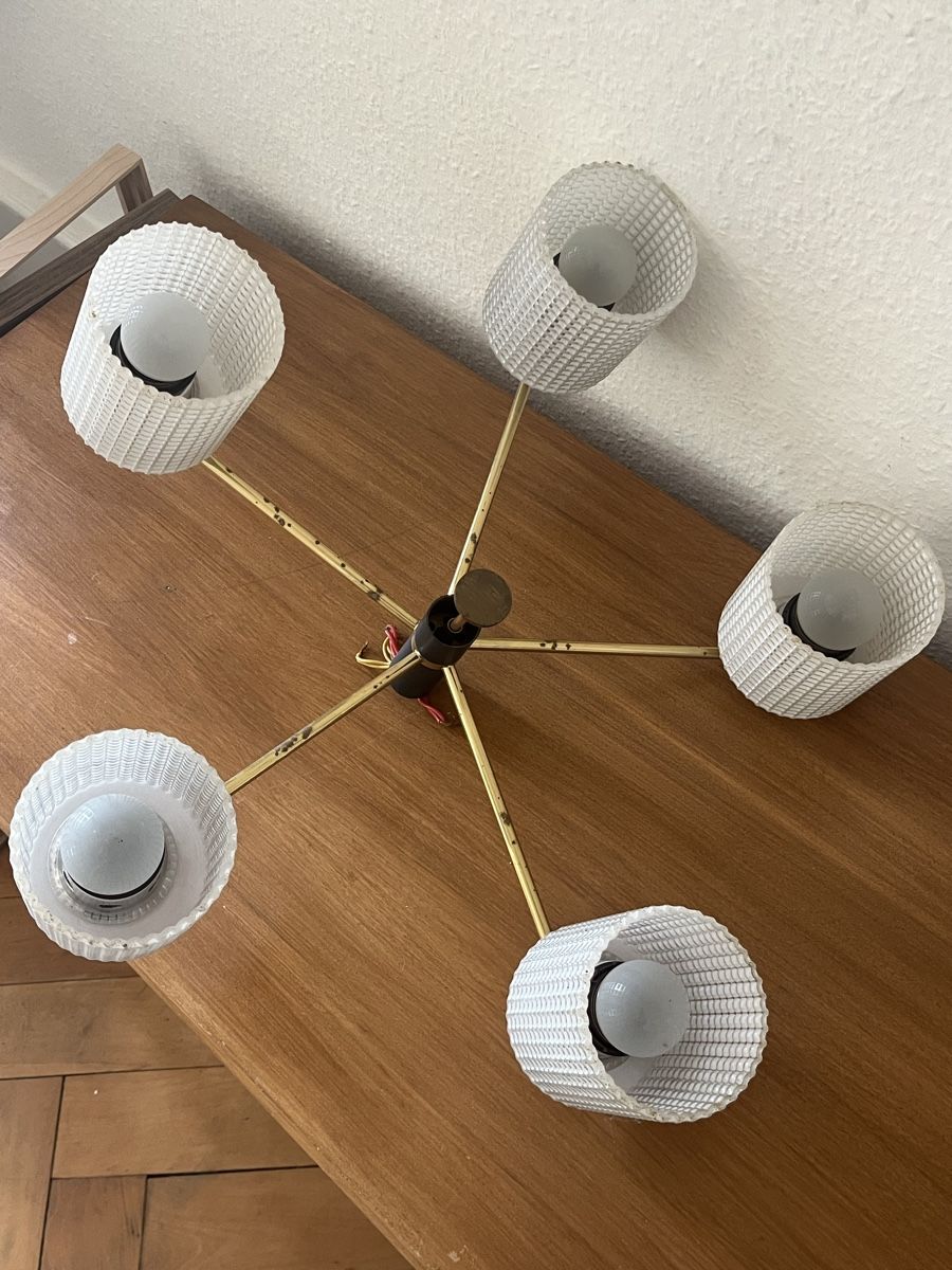 Lampade: Lampe Vintage 5 Bras Dorés - Élégance Rétro  – Usato da La Chaux-de-Fonds venduto da vert_j 2