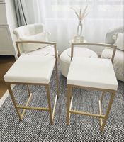 Konsolentisch AZUSA Weisser Marmor &2 Barhocker 