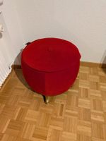 Roter Samt Hocker / Aufbewahrungshocker, defekt
